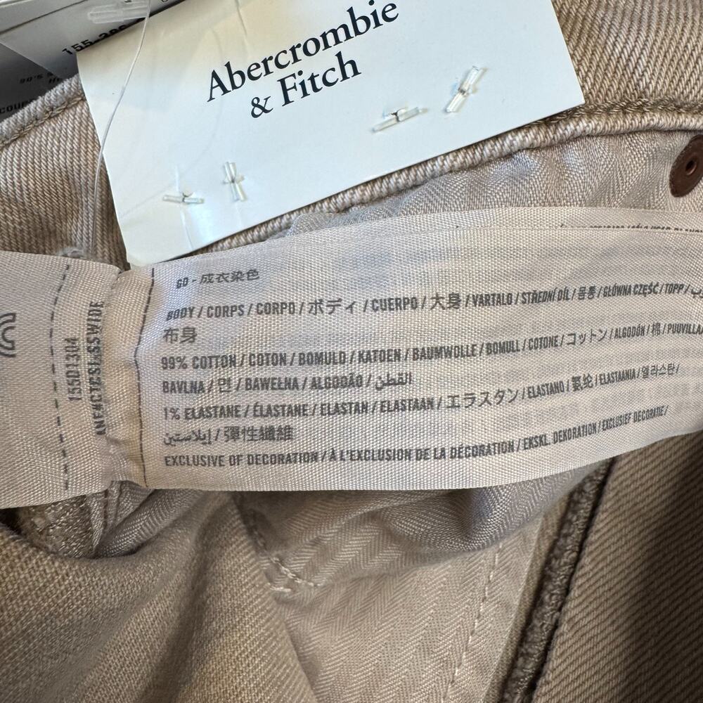 NWT Abercrombie & Fitch 90s Straight Ultra High Rise Jeans Sand Stone Beige 25/0 - Picture 8 of 9